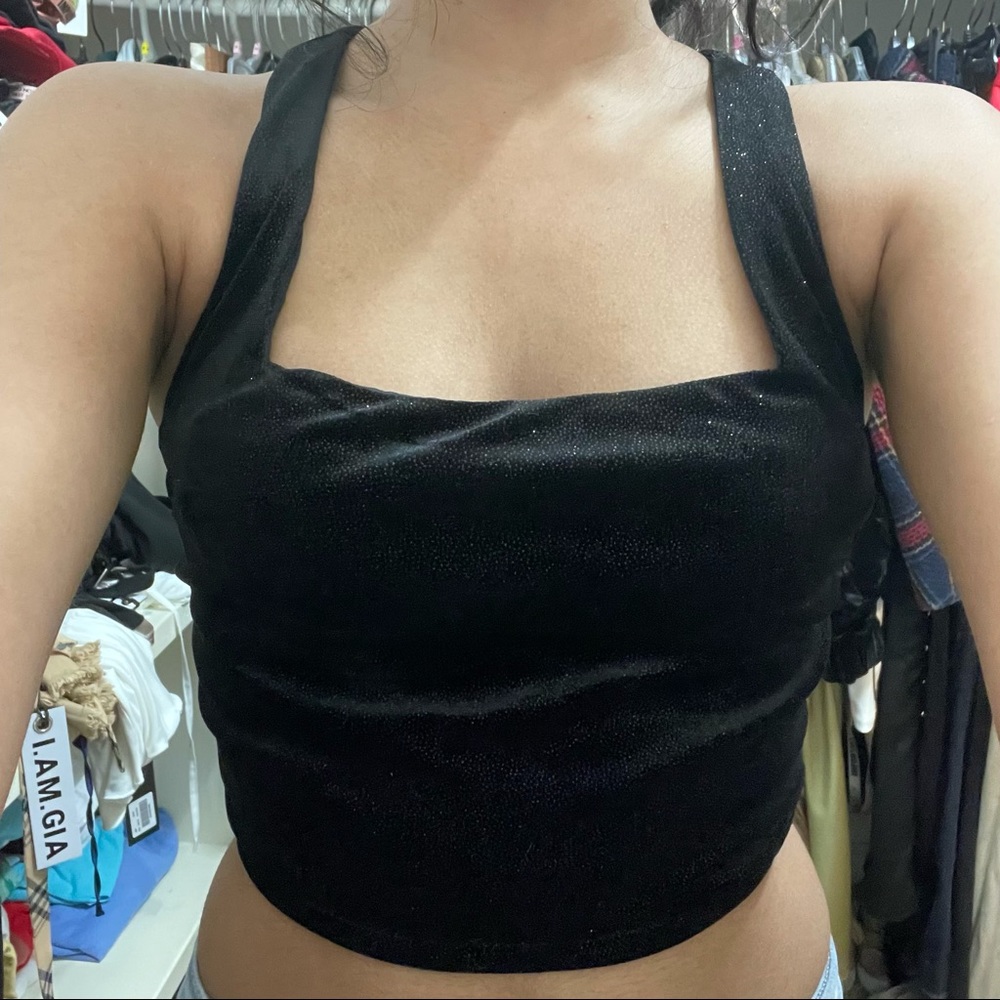 Black sparkly crop top